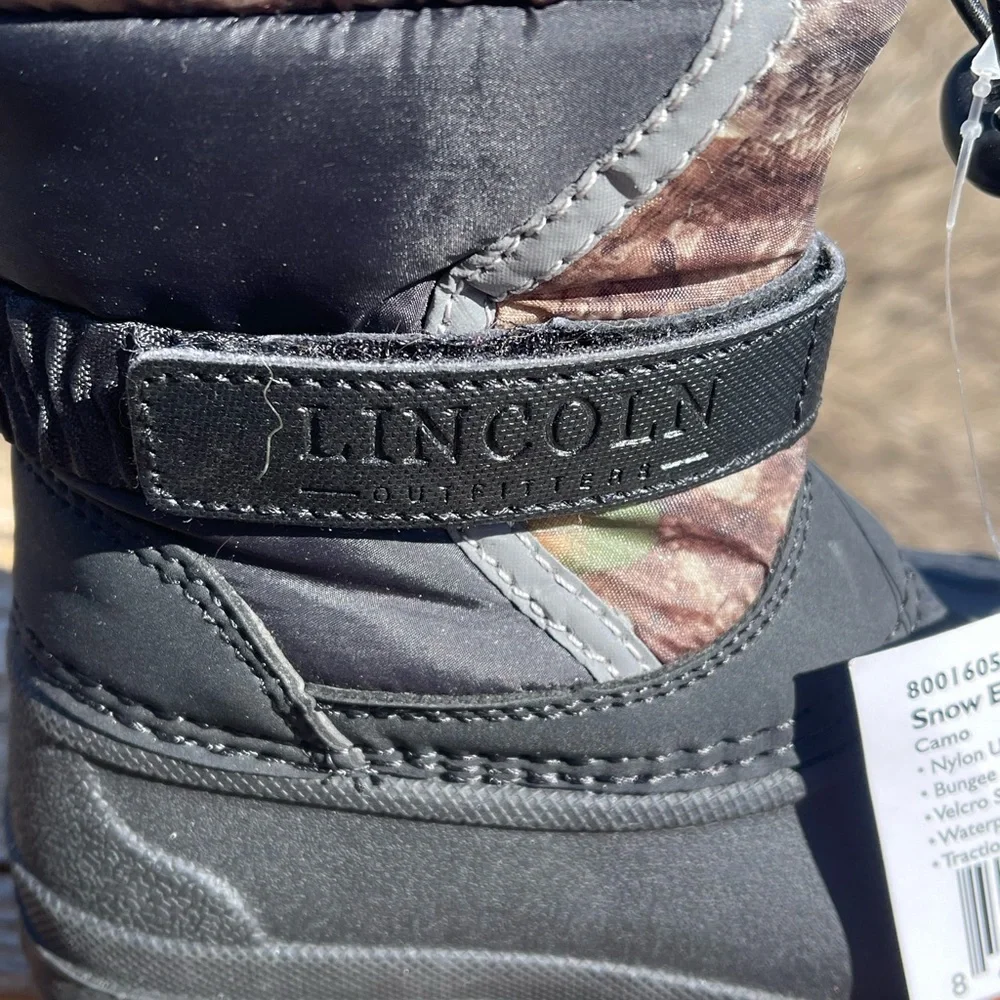 Boys Lincoln Explorer Camo and Black Waterproof Winter Boots.